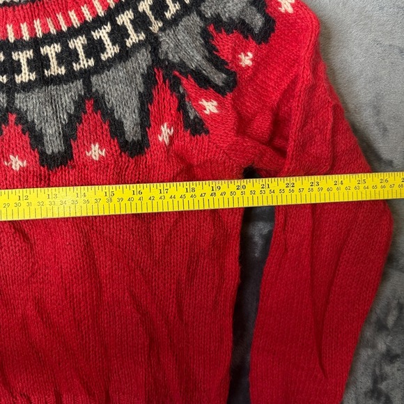 Vintage Woolrich Fair Isle Wool Mohair Nordic Motif Design Size Medium Red - Picture 5 of 7